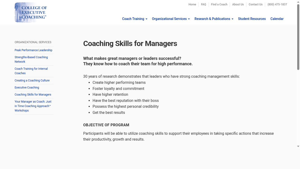 Coaching Skills for Managers from College of Executive Coaching