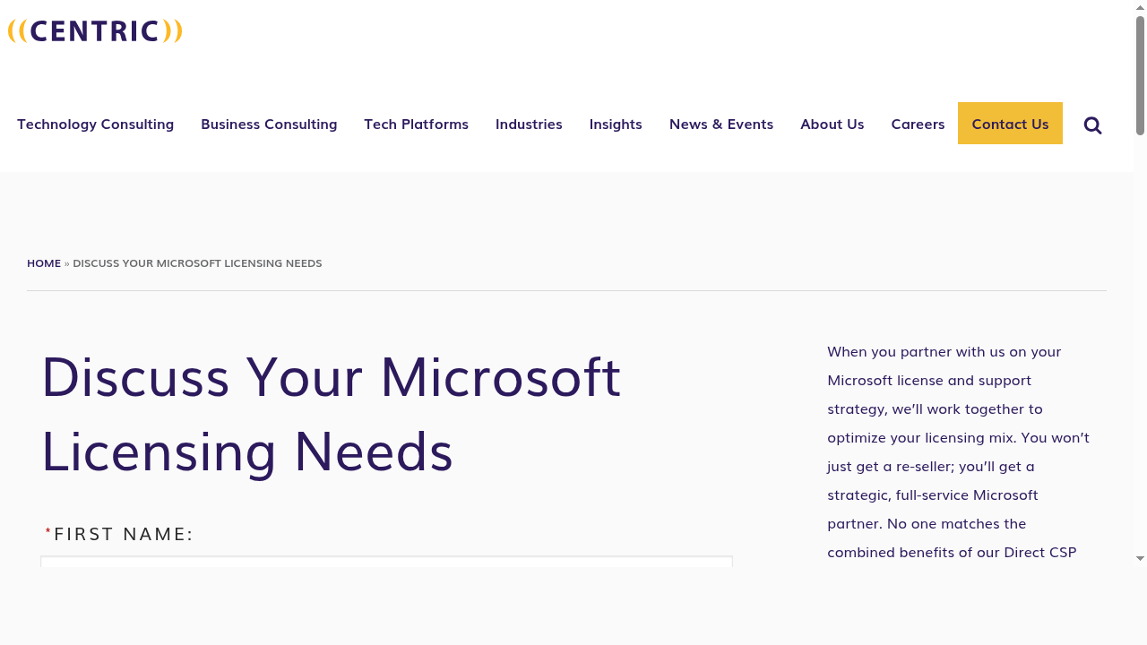 Discuss Your Microsoft Licensing Needs - Centric Consulting