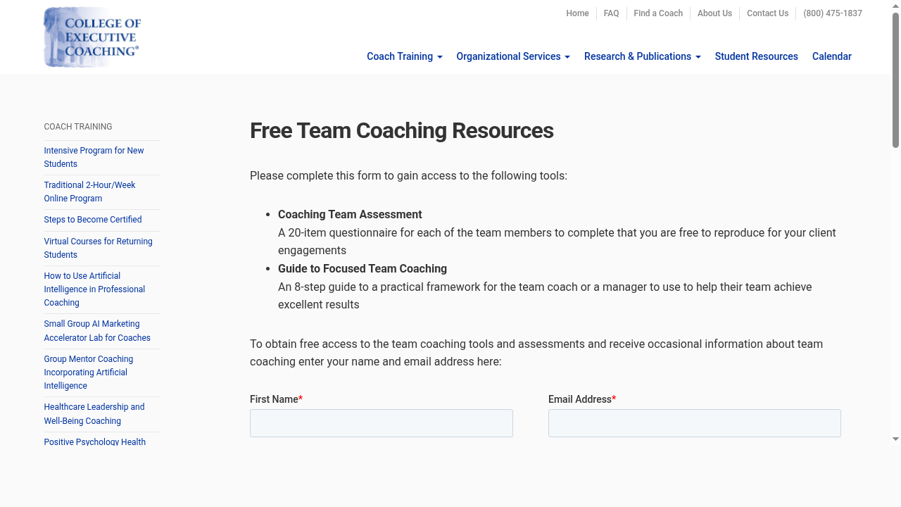Free Team Coaching Resources from College of Executive Coaching