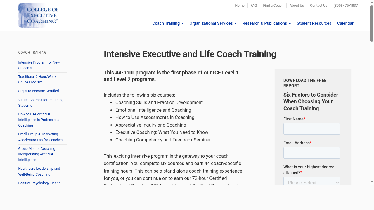 ICF-Accredited Intensive Executive and Life Coach Training