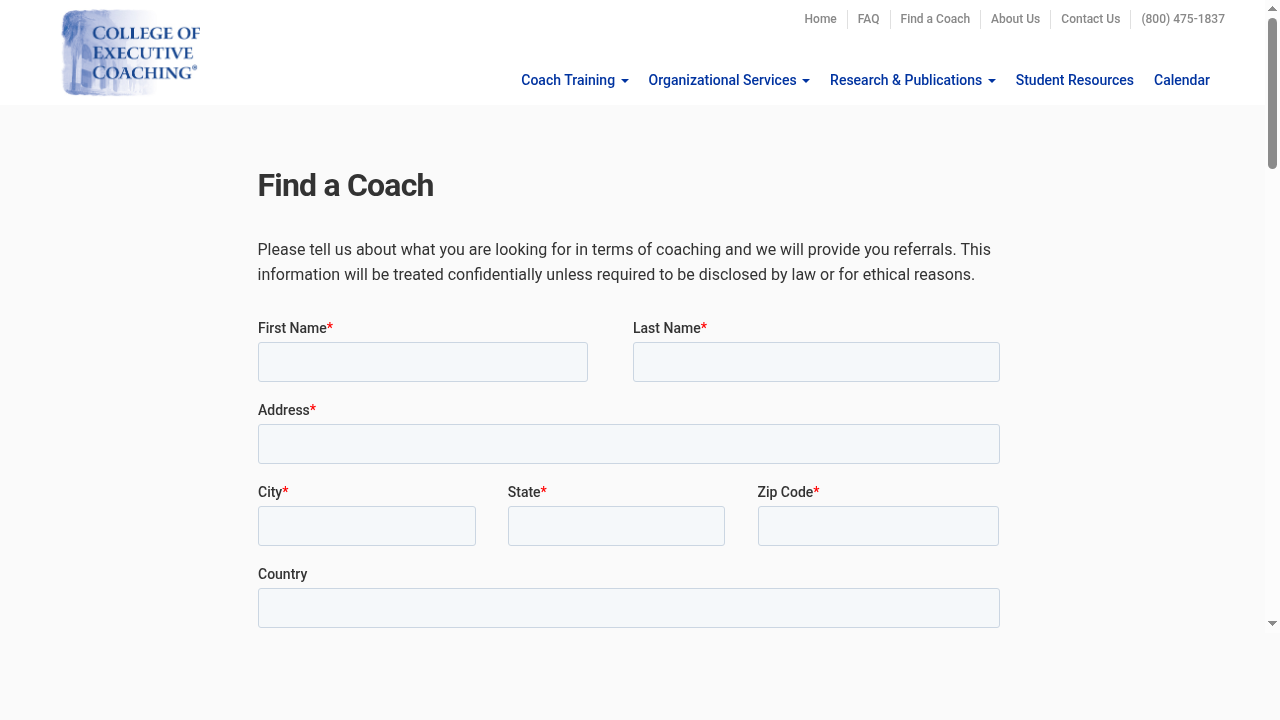Find a Coach from College of Executive Coaching