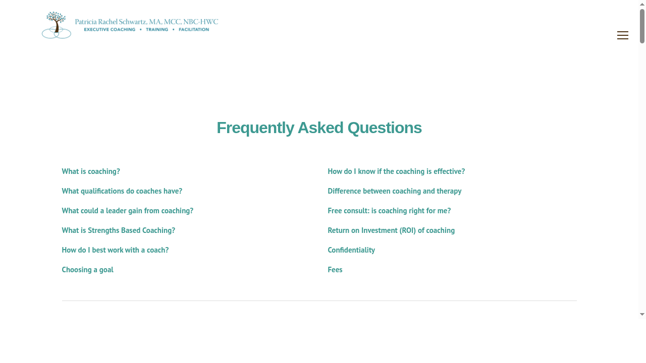 FAQ — Patricia Schwartz Leadership Coaching