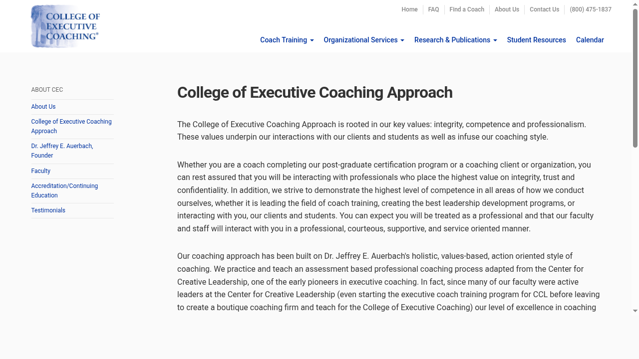 Approach of the College of Executive Coaching
