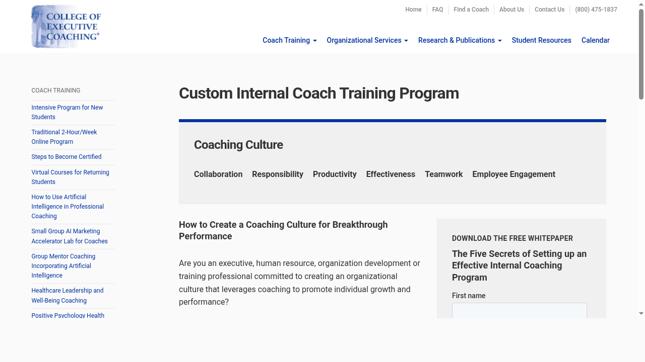 Custom Internal Coach Training Program from College of Executive Coaching