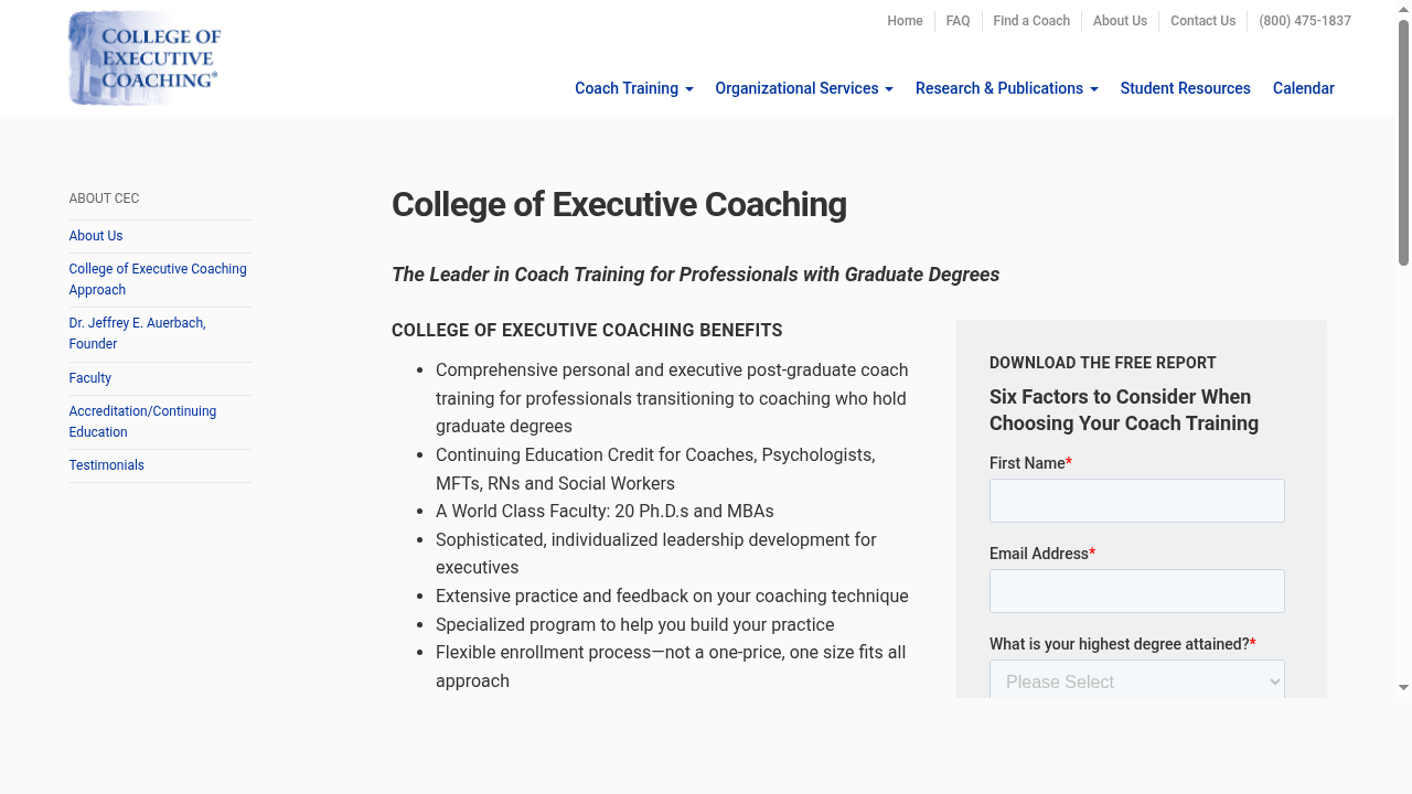 About College of Executive Coaching