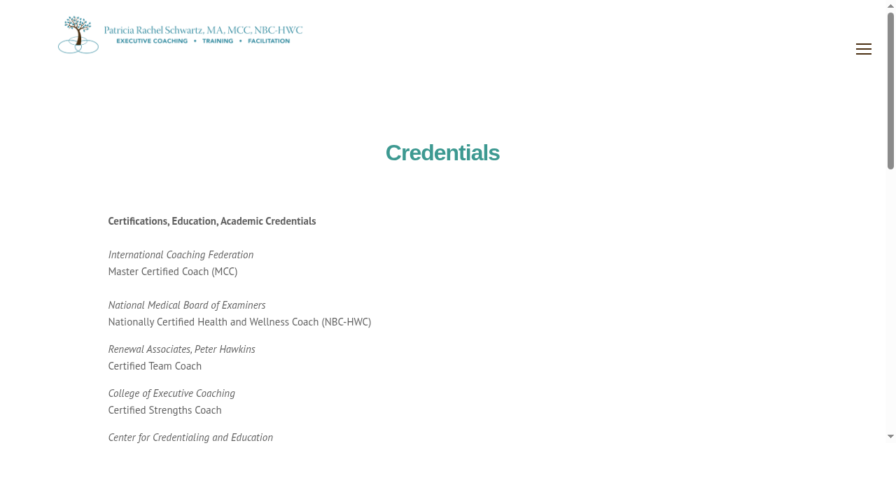 Credentials — Patricia Schwartz Leadership Coaching