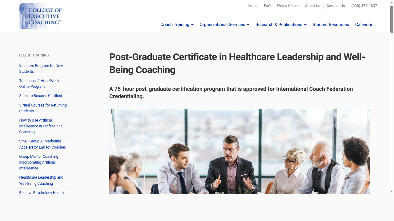 Post-Graduate Certificate in Healthcare Leadership and Well-Being Coaching