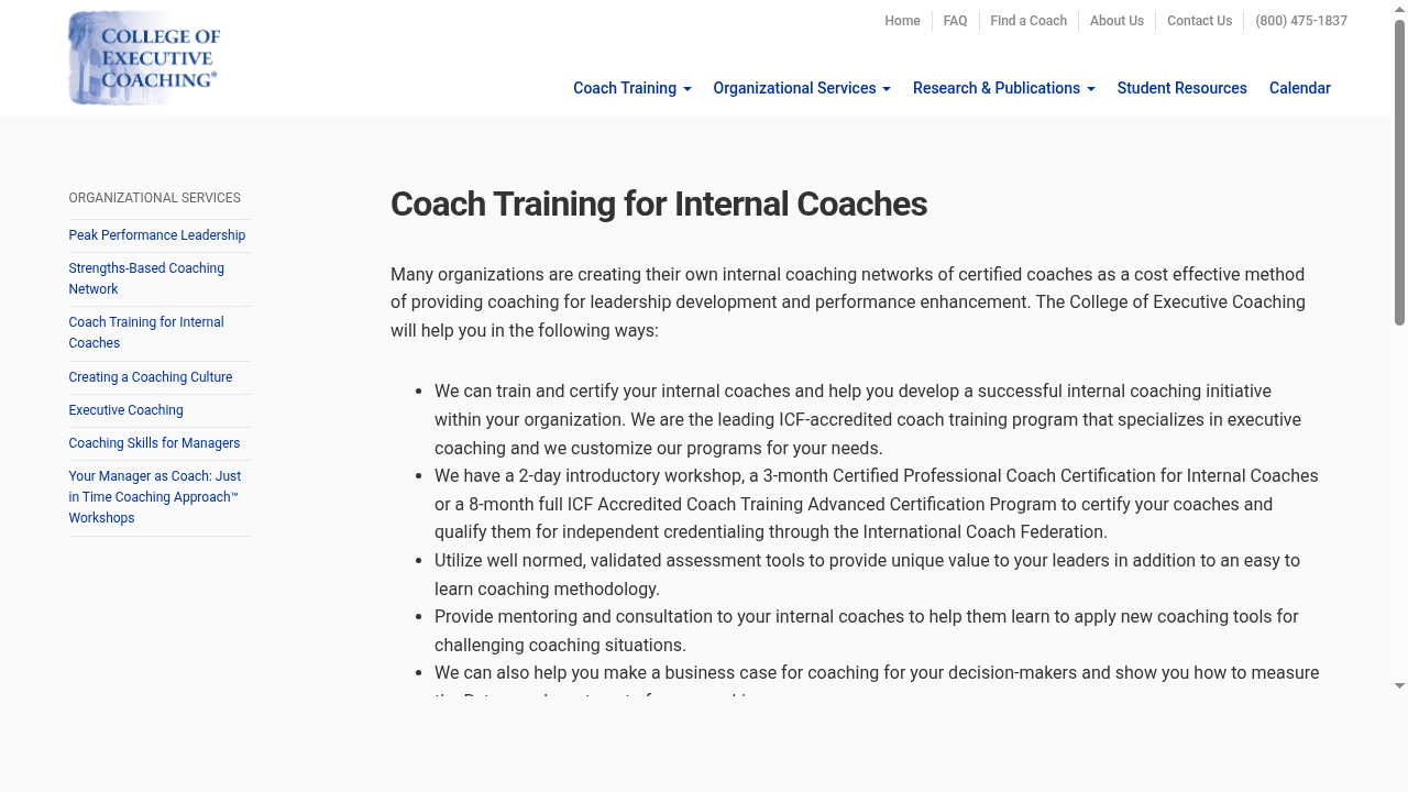 Coach Training for Internal Coaches from College of Executive Coaching