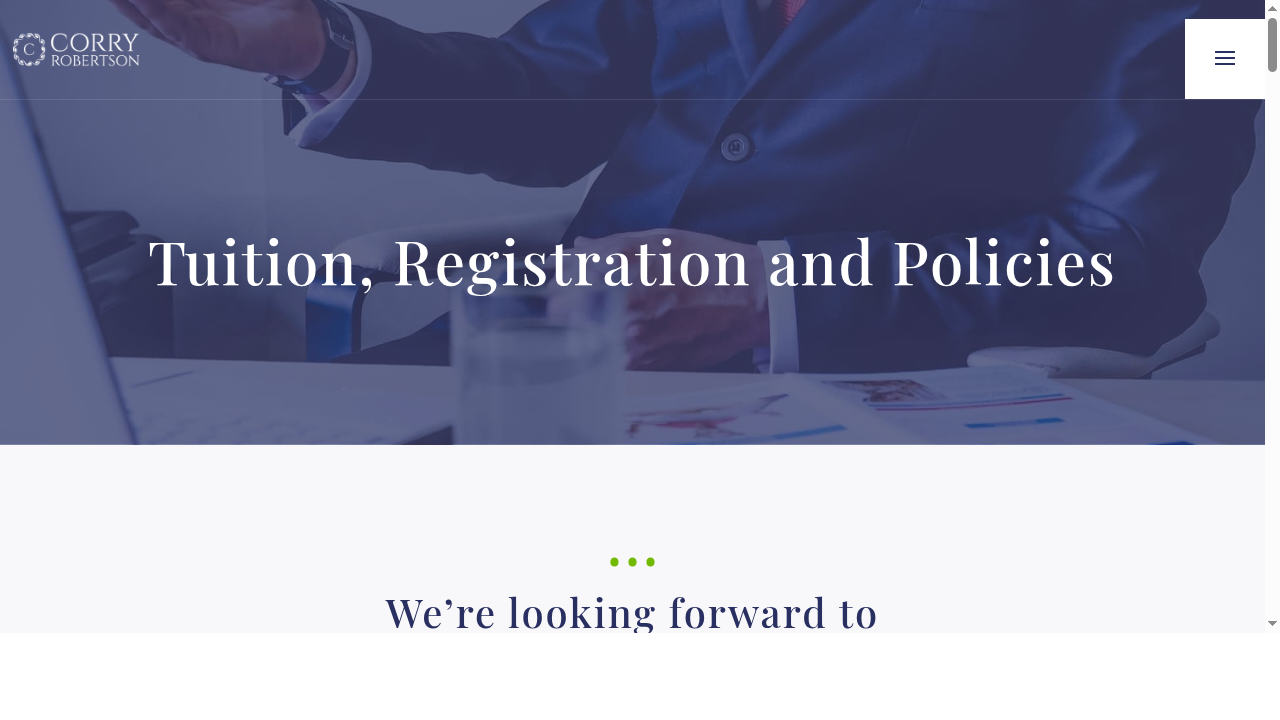 Pricing, Registration and Policies | Corry Robertson