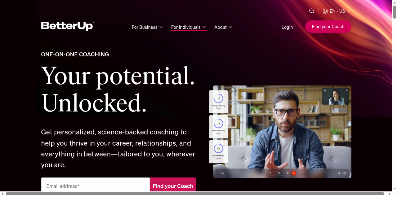 One-on-One Coaching for Individuals with BetterUp