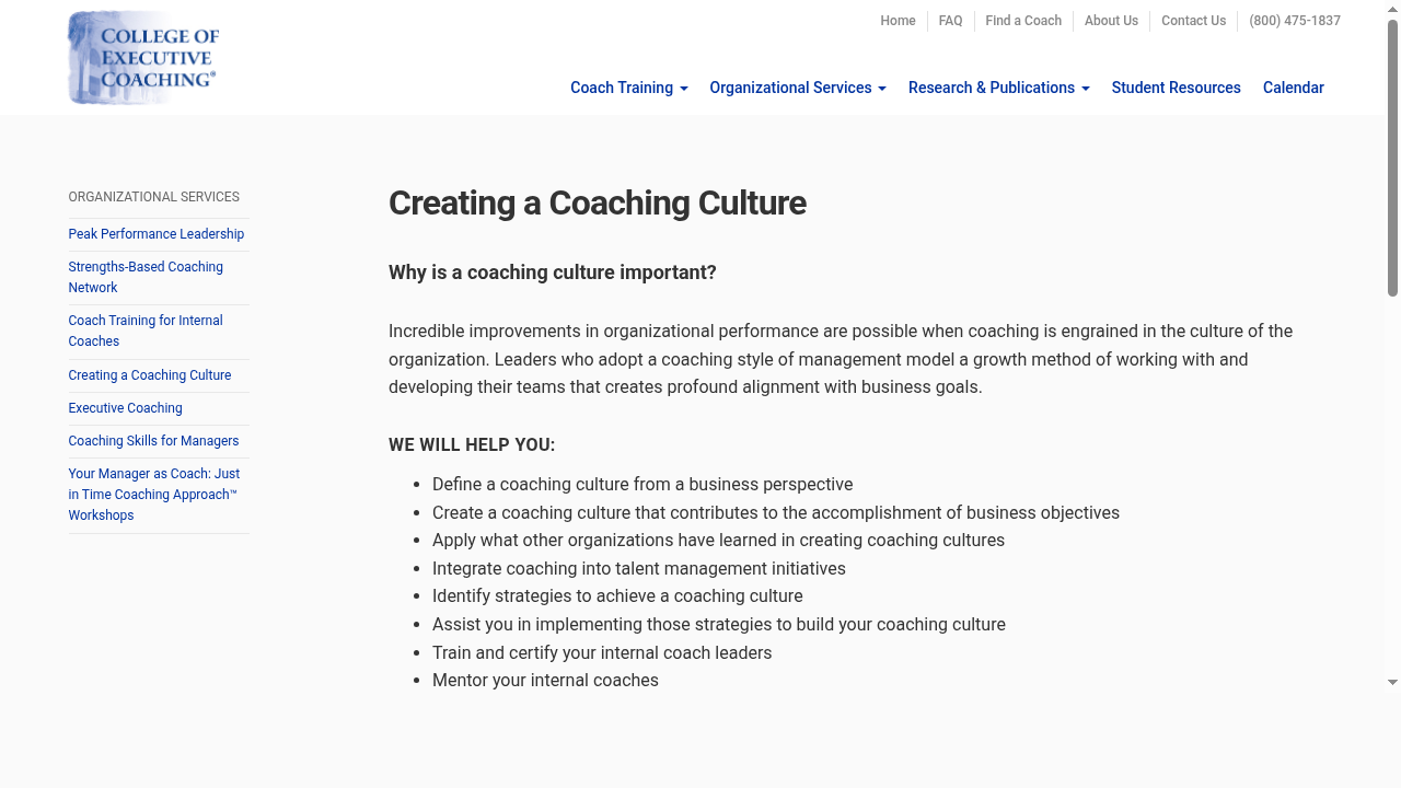Creating a Coaching Culture from College of Executive Coaching