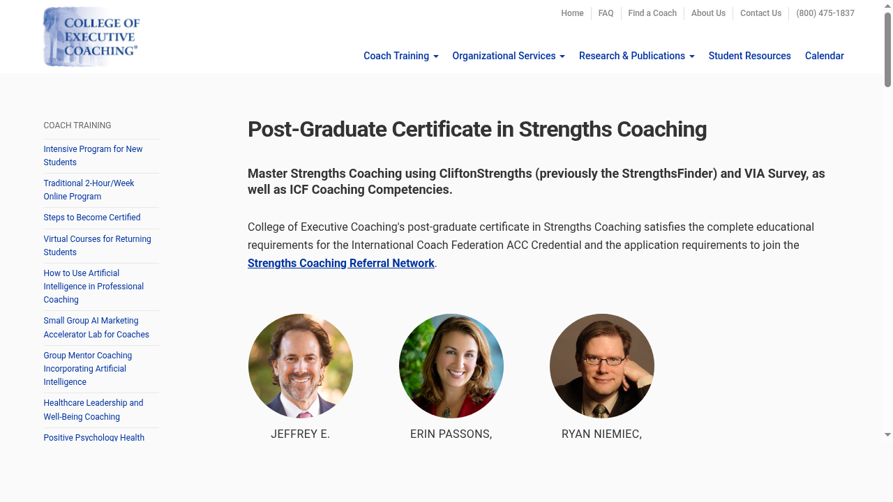 Post-Graduate Certificate in Strengths Coaching | College of Executive Coaching