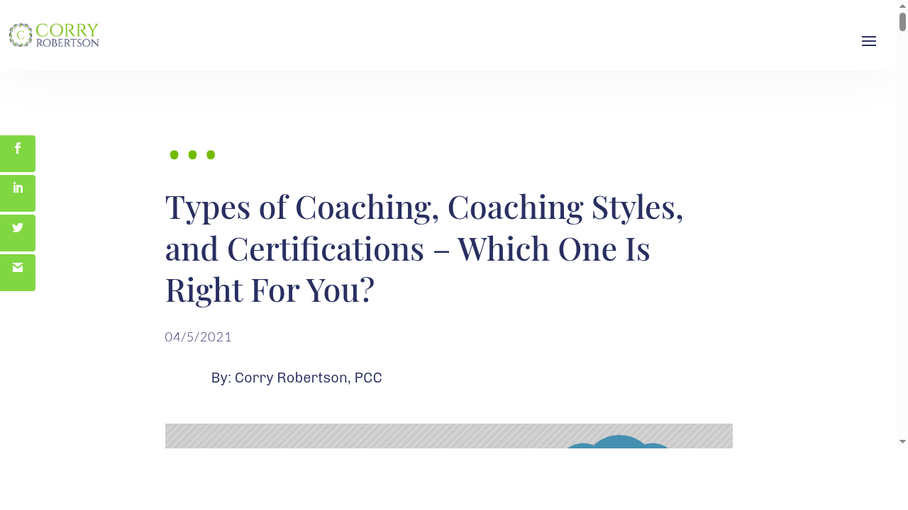 Types of Coaching, Coaching Styles, and Certifications - Which One Is Right For You? | Corry Robertson