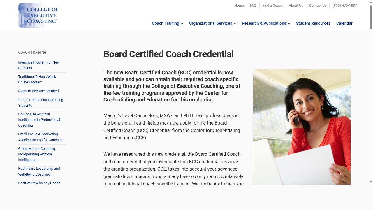 Board Certified Coach Credential from College of Executive Coaching